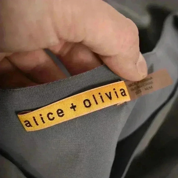 ALICE & OLIVA Grey 100% Silk 3/4  Sequin Sleeve Tunic Mini Dress Medium 8US - Picture 8 of 9